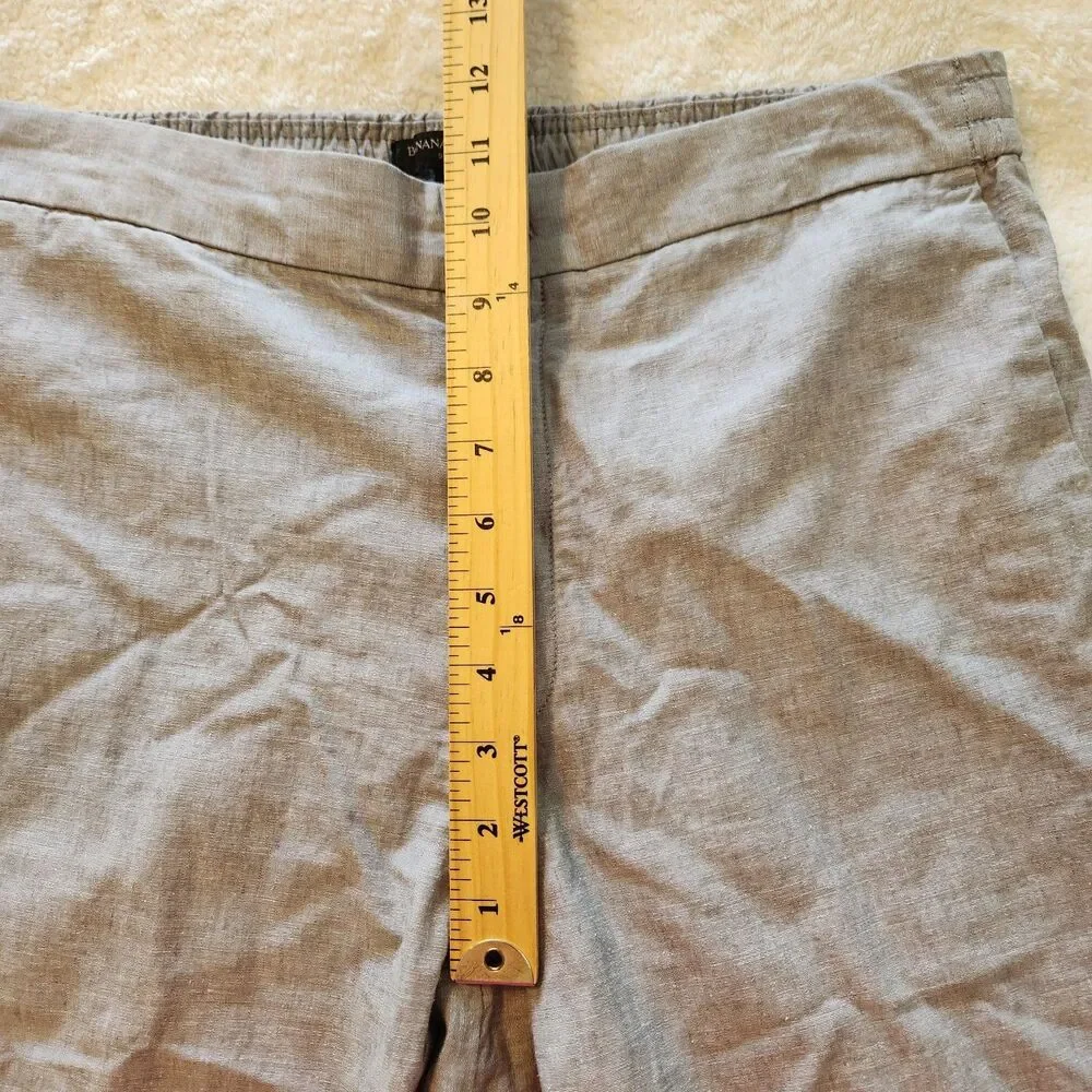 Banana Republic Mens 31 S Slim Fit Heather Gray Linen Drawstring Trousers Pants